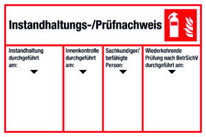 Instandhaltungs- /Prüfnachweis vierspaltig 