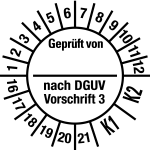 Mehrjahresprüfplakette 2016 - 2 ... K2) | Geprüft von | Wunschfarbe