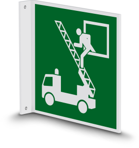 Rettungszeichen - Rettungsausstieg (E017) - Fahnenschild Wandmontage - 10 cm 