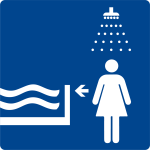 Swimming pool sign - shower first
