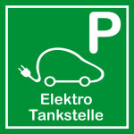 Schild für erneuerbare Energien - Parkplatz Elektro Tankstelle