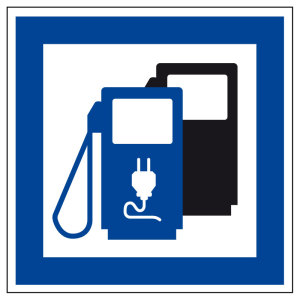 Schild für erneuerbare Energien - Elektro Tankstelle  - Aluminium - 5 x 5 cm 