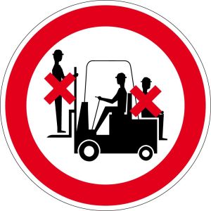 Verbotszeichen - Mitfahren auf dem Gabelstapler verboten - Aluminium - Ø 5 cm