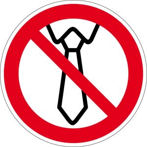 Verbotszeichen - Bedienung mit Krawatte verboten - Aluminium - Ø 5 cm