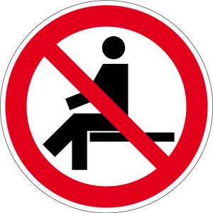 Verbotszeichen - Sitzen verboten - Aluminium - Ø 5 cm