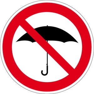 Verbotszeichen - Regenschirme verboten - Aluminium - Ø 5 cm