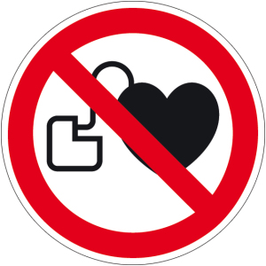 Verbotszeichen - Kein Zutritt für Personen mit Herzschrittmachern - Aluminium - Ø 5 cm