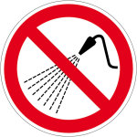 Verbotszeichen - Mit Wasser spritzen verboten