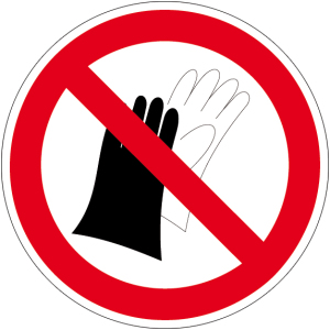 Verbotszeichen - Benutzen von Handschuhen verboten - Aluminium - Ø 5 cm