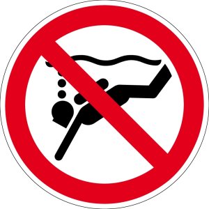 Verbotszeichen - Geräte-Tauchen verboten - Aluminium - Ø 5 cm