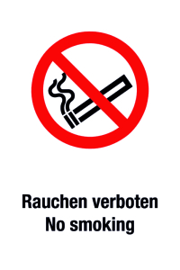 Verbotsschild - Rauchen verboten/ No Smoking  - Folie Selbstklebend - 20 x 30 cm