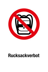 Verbotsschild - Rucksackverbot - Folie Selbstklebend - 20 x 30 cm