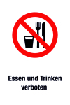 Verbotsschild - Essen und Trinken verboten