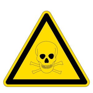 Warnzeichen - Warnung vor giftigen Stoffen  - Folie Selbstklebend  - Schenkellänge 5 cm