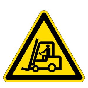 Warnzeichen - Warnung vor Flurförderzeugen - Folie Selbstklebend  - Schenkellänge 5 cm