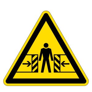 Warnzeichen - Warnung vor Quetschgefahr  - Folie Selbstklebend  - Schenkellänge 5 cm