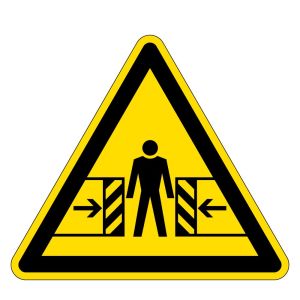 Warnzeichen - Warnung vor Quetschgefahr  - Folie Selbstklebend  - Schenkellänge 5 cm