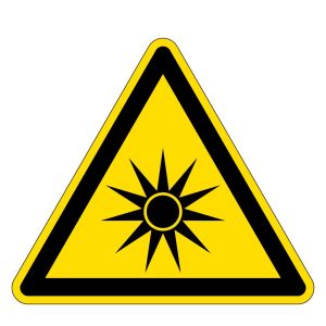 Warnzeichen - Warnung vor optischer Strahlung  - Folie Selbstklebend  - Schenkellänge 5 cm