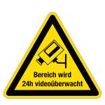 Warnzeichen - Bereich wird 24h videoüberwacht