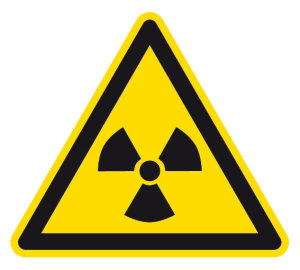 Warnzeichen - Warnung vor radioaktiven Stoffen - Folie Selbstklebend  - Schenkellänge 5 cm
