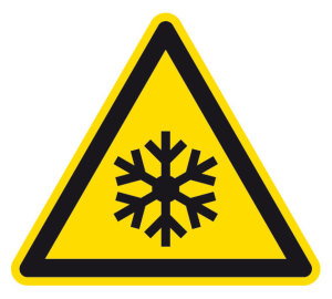 Warnzeichen - Warnung vor niedriger Temperatur/ Frost - Folie Selbstklebend  - Schenkellänge 5 cm