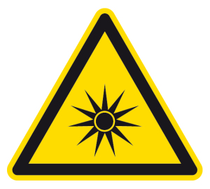 Warnzeichen - Warnung vor optischer Strahlung - Folie Selbstklebend  - Schenkellänge 5 cm
