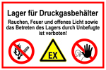 Hinweisschild - Lager für Druckgasbehälter