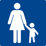Swimming pool sign - mother with child