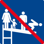 Swimming pool sign - Use with several people not allowed