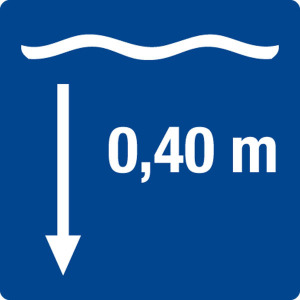 Schwimmbadschild - Wassertiefe 0,40 m - Folie Selbstklebend - 5 x 5 cm