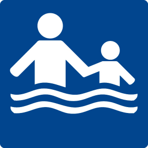Schwimmbadschild - Nur in Begleitung von Erwachsenen - Folie Selbstklebend - 5 x 5 cm
