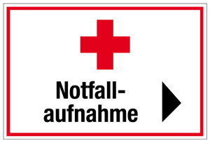 Krankenhaus- und Praxisschild - Notfallaufnahme - Folie Selbstklebend - 20 x 30 cm