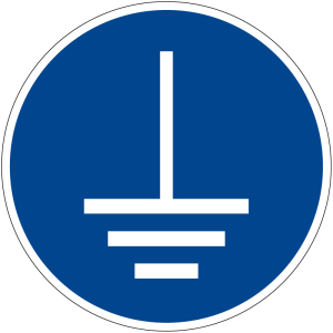 Gebotszeichen - Vor Benutzung erden - Kunststoff - Ø 5 cm