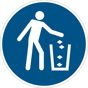 Gebotszeichen - Abfallbehälter benutzen - Kunststoff - Ø 5 cm