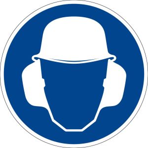 Gebotszeichen - Gehör- und Kopfschutz benutzen - Kunststoff - Ø 5 cm