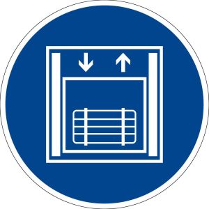 Gebotszeichen - Lastenaufzug - Kunststoff - Ø 5 cm