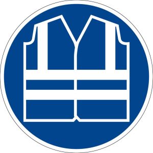 Mandatory sign - use safety vest - plastic - Ø 5 cm
