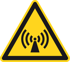 Warnzeichen - Warnung vor elektromagnetischem Feld - Kunststoff - Seitenlänge 5 cm