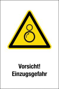 Warnschild - Vorsicht! Einzugsgefahr - Kunststoff - 20 x 30 cm