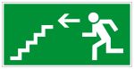 Fluchtwegschild - Rettungsweg Treppe abwärts links