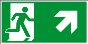 Fluchtwegschild - Rettungsweg rechts aufwärts  - Folie Selbstklebend - 10 x 20 cm