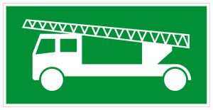 Fluchtwegschild - Rettungsweg ausschließlich über Feuerwehrleiter - Folie Selbstklebend - 10 x 20 cm