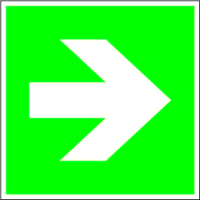 Fluchtwegschild - Richtungsangabe gerade - Kunststoff - 5 x 5 cm