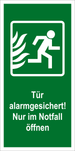 Fluchtwegschild - Tür alarmgesichtert  - Folie Selbstklebend - 10 x 20 cm