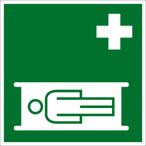 Rettungszeichen - Krankentrage  - Kunststoff - 5 x 5 cm