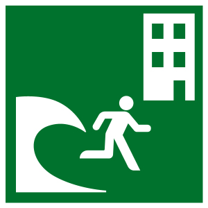 Rettungszeichen - Tsunami Evakuierungsfläche  - Kunststoff - 5 x 5 cm