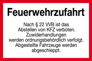 Feuerwehrschild - Feuerwehrzufahrt - Kunststoff - 20 x 30 cm