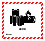 Dangerous Goods Signs - Lithium Batteries UN 3090 Phone