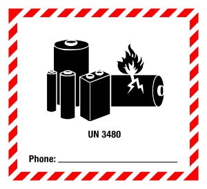 Gefahrgutzeichen - Lithiumbatterien UN 3480 Phone - Folie selbstklebend - 11 x 12 cm