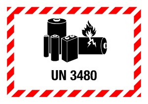 Gefahrgutzeichen - UN 3480, für kleine Versandstücke - Folie selbstklebend - 7,4 x 10,5 cm